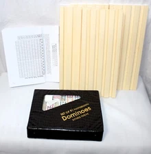Set of 91 Tiles Double Twelve Professional Dominoes  Brown In Vinyl Snap Case