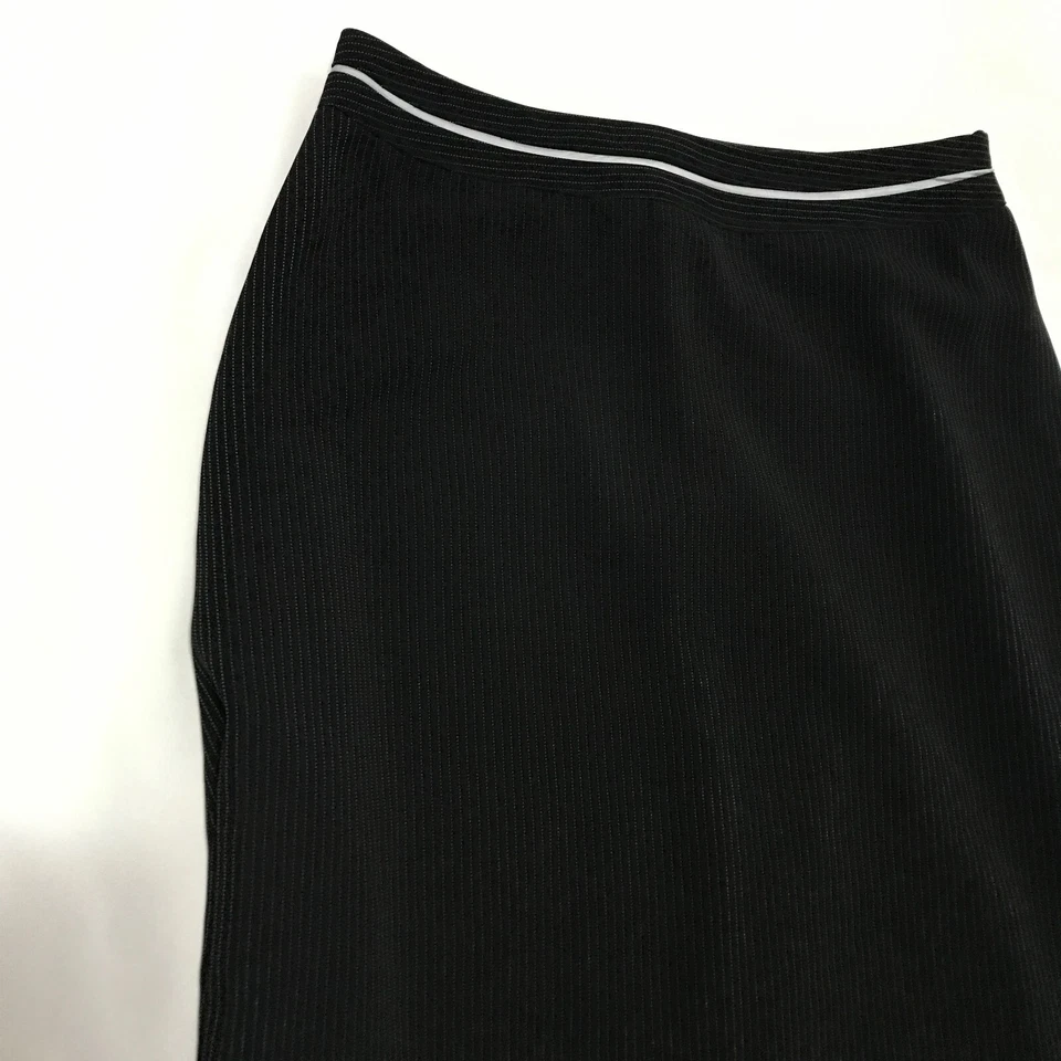 Bill Blass Suits Skirt Womens 10 Black Pinstripe w/ White Trim A-Line Poly Rayon - Image 4 of 4