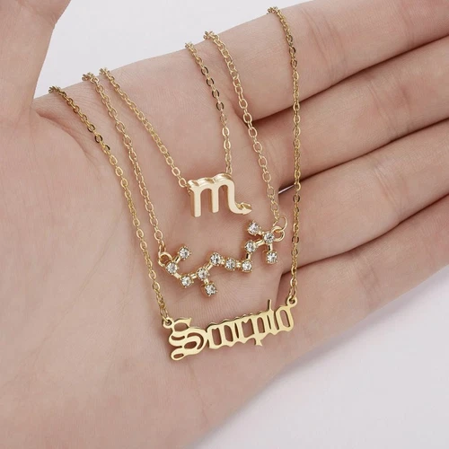 3Pcs/Set 12 Constellations Pendant Necklace Horoscopes Zodiac Women Choker - Picture 11 of 48