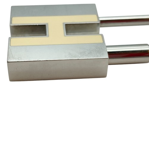 HERMES Cadena Padlock H Logo White Silver Lock Bag Charm 28.0g - Picture 14 of 16