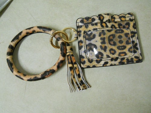 Leatherette Bangle Bracelet Wristlet Key Rings Keychain w/ Wallet Choose Color - Picture 17 of 20
