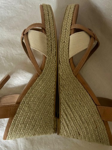 ANN TAYLOR LOFT Beige Obi Bow Espadrille Wedge Ankle Strap Shoes/Sandals Size 7 - Picture 9 of 11