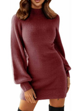 NEW Byinns Mock Neck Ribbed Long Sleeve Bodycon Sweater Dress Size XL