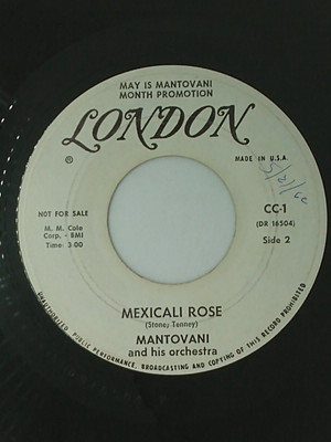 Mantovani - Mexicali Rose / Marcheta - White Label PROMO - London - 45 RPM