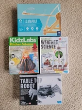 Lot of 4 Science Kits, Tin Can Robot, Weather Sci, Kitchen Sci, Catapult 4M