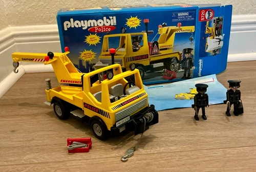 Playmobil 5720 Police Tow Truck with Box Rare Vintage 2003 Emergency Tow Vehicle