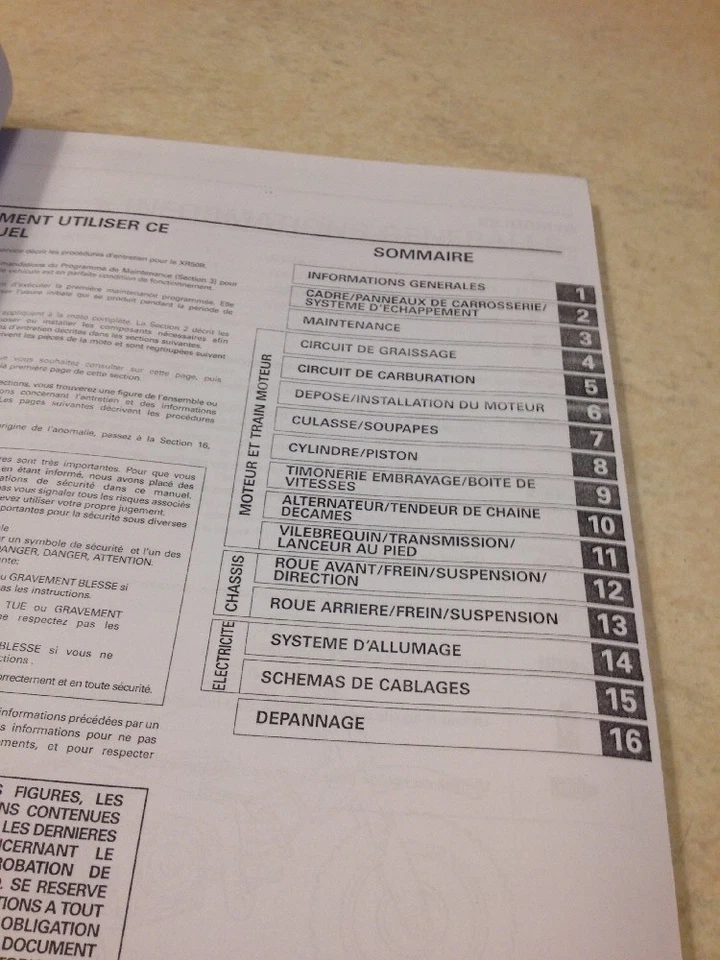 Manual Taller Honda XR50R2 XR50 R2 XR 50 Workshop Manual de Taller Francesa - Imagen 2 de 4