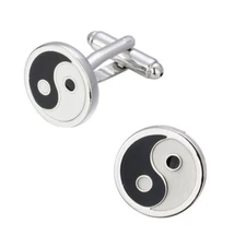 Yin and Yang Stainless Steel Cuff Links Dress Shirt 1 Pair Cufflinks