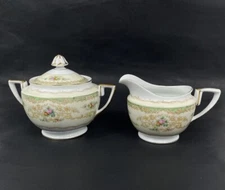 Vintage Noritake N830 Sugar Bowl w/Lid And Creamer