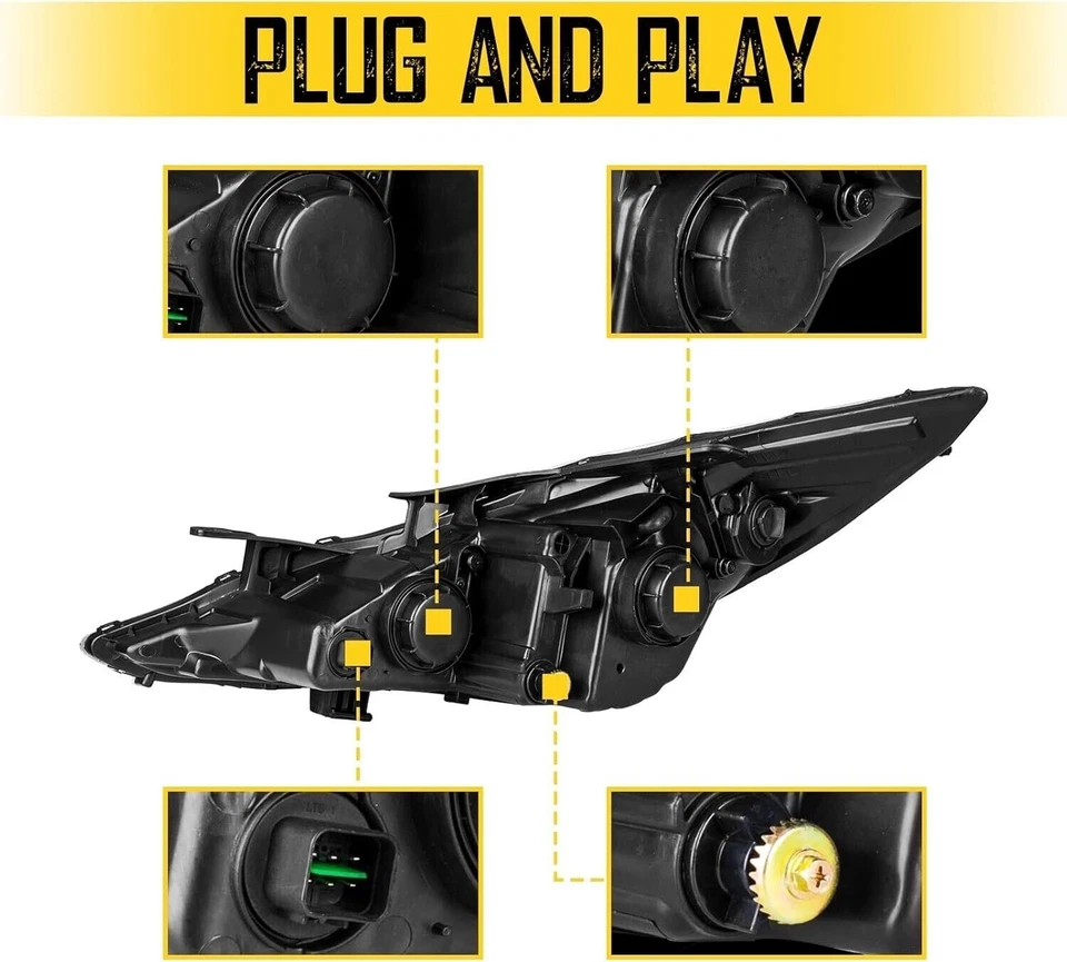 For 2011 2012 2013 2014 Hyundai Sonata New Projector Headlights Black Housing - Image 4 of 4