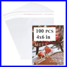 100Pcs 4-1/2 x 6-1/2 Self Sealing Cello Cellophane Bags Clear Plastic Sleeves...