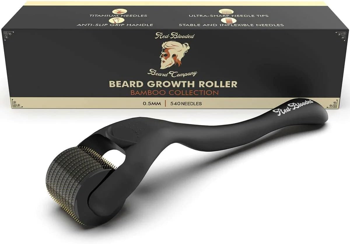 Derma Roller Barbe 0,5 mm en titane noir pour la croissance des poils masculins