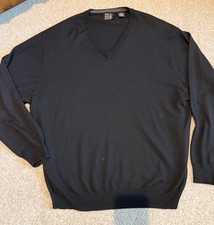Jos A Bank Mens Size 2XL Black Merino Wool V Neck Sweater Classic Office