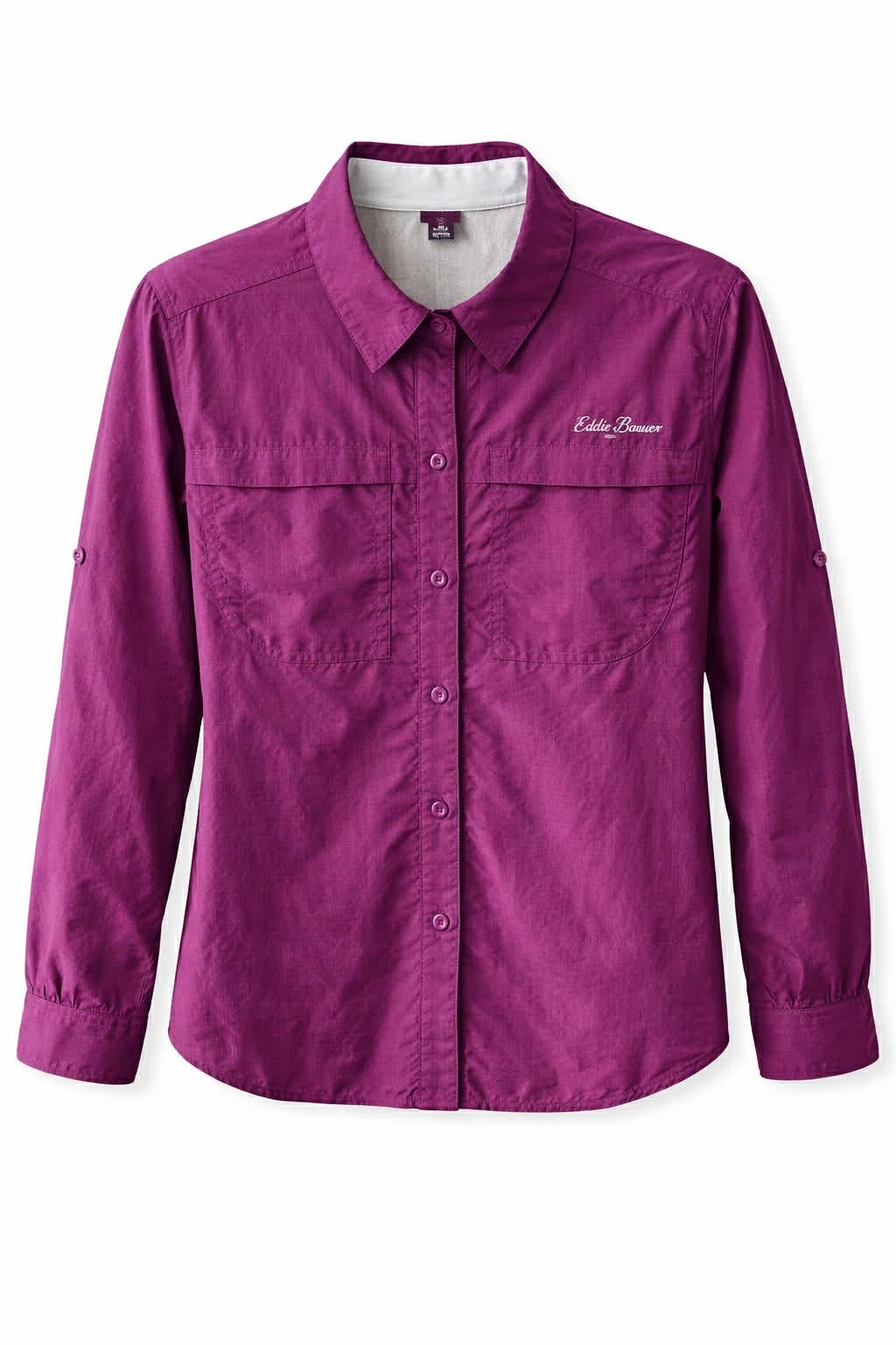 Eddie Bauer Womens Small Purple Nylon Vented Hiking Fishing Outdoor Long Sleeve