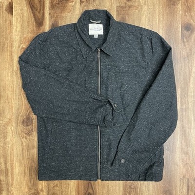 Lucky Brand Gas Station Mechanic Jacket Full Zip Heathered Black Men s Large