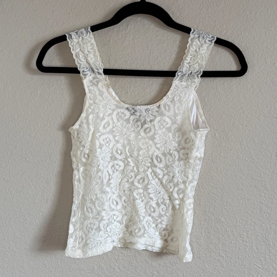 Babydoll Vintage Y2K Mediano Marfil Tanque Cuentas Cuello en V Hada Suave Niña Ángel Foto 2 de 4