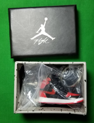 Air Jordan 1 Bred Black/Red 3D Key Chain Nike Collectable Mini Shoe New With Box