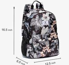 Floral/Tropical Print Backpack With Leather Accents