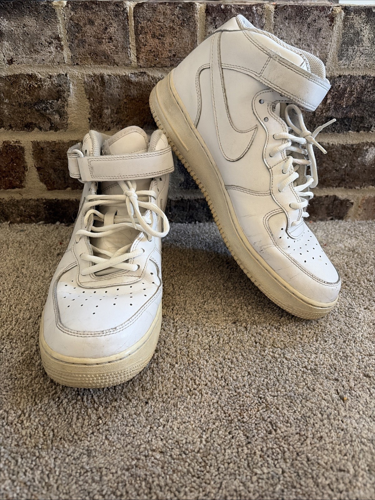 NIKE AIR FORCE 1 ONE MID 315123-111, White, Men's Basketball Shoes, Size 12