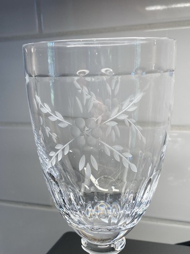Gorham Crystal "CHANTILLY" Wine Glasses 7.25” Set of 6 Cut Floral Design Square - Picture 4 of 10