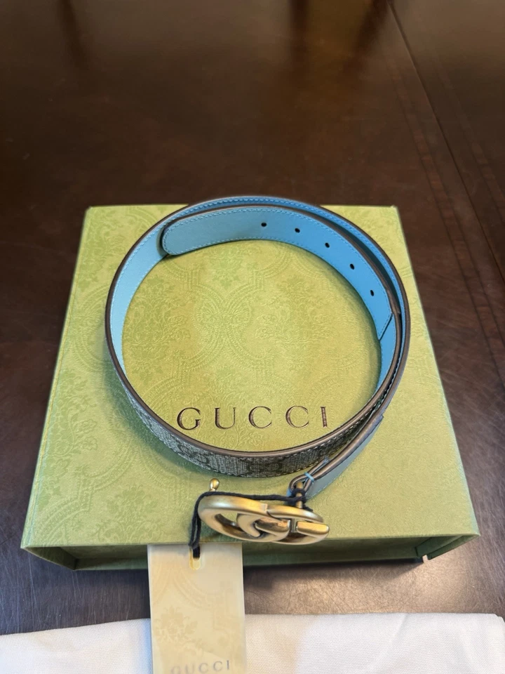 Nuevo Auténtico Cinturón de Cuero Gucci GG Logo Talla L Cintura Juvenil 24-27 Foto 3 de 4