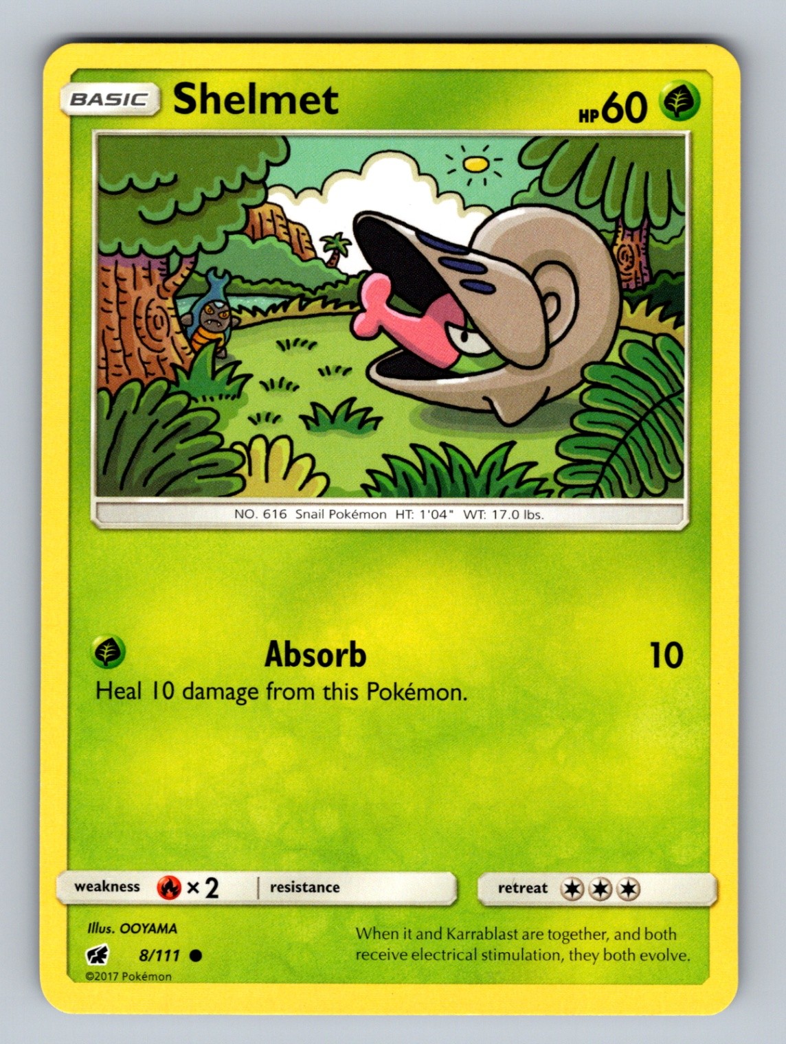 Shelmet 8/111 Common SM - Crimson Invasion NM - LP Pokemon TCG