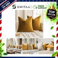 MIULEE Velvet Throw Pillow Covers 18x18 Inch Set of 2 Mustard Yellow Decorative