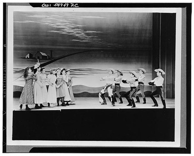 Photo:Oklahoma Theatre Guild Production 1943-1944 Stage Scene Cowboy Dance