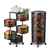 Carrello in metallo 5 ripiani cesto porta frutta verdura 4 ruote gira 360° 90 cm