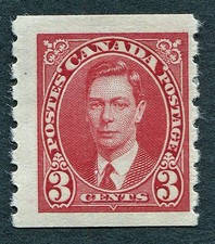 CANADA 1937 3c scarlet SG370 mint MH FG King George VI Coil Stamp #C04