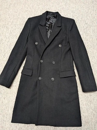 ITALY made MARC JACOBS double breasted 2XS black OVERCOAL wool 32R/34R runway - product listing photo