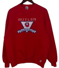 Vintage 90s Russell Athletic Butler Baseball Embroidered Red Sweatshirt Adult XL