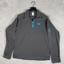 Helly Hansen Polartec Fleece Pullover Womens Medium Gray 1/4 Zip Hiking Ski