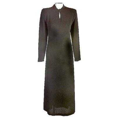 Susan Graver Womens Maxi Dress M Black Knit Textured Minimalist Goth Witch