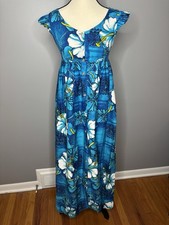 An Original Vintage Hawaiian Island Togs Dress Size X-Small Blue Floral