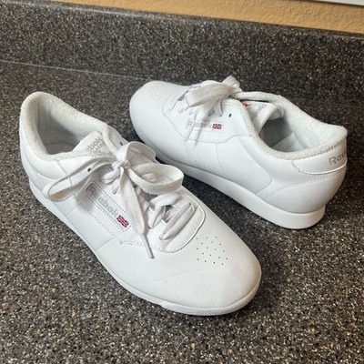 Reebok Classics Lace Up Sneaker Princess White Leather Women's Size 10 W Low Top