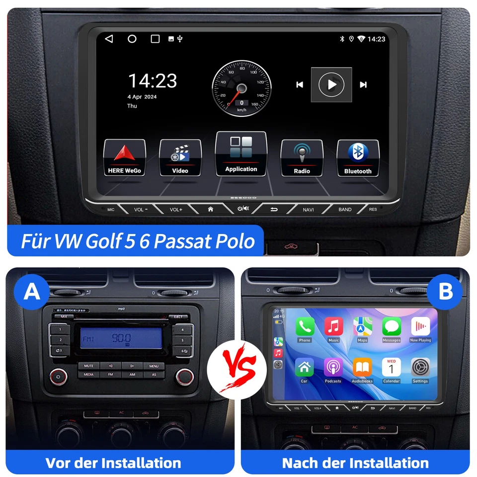 DAB+ Android 14 2+64G Carplay Autoradio NAVI Für VW GOLF 5 6 Touran Passat Jetta - Bild 4 von 4