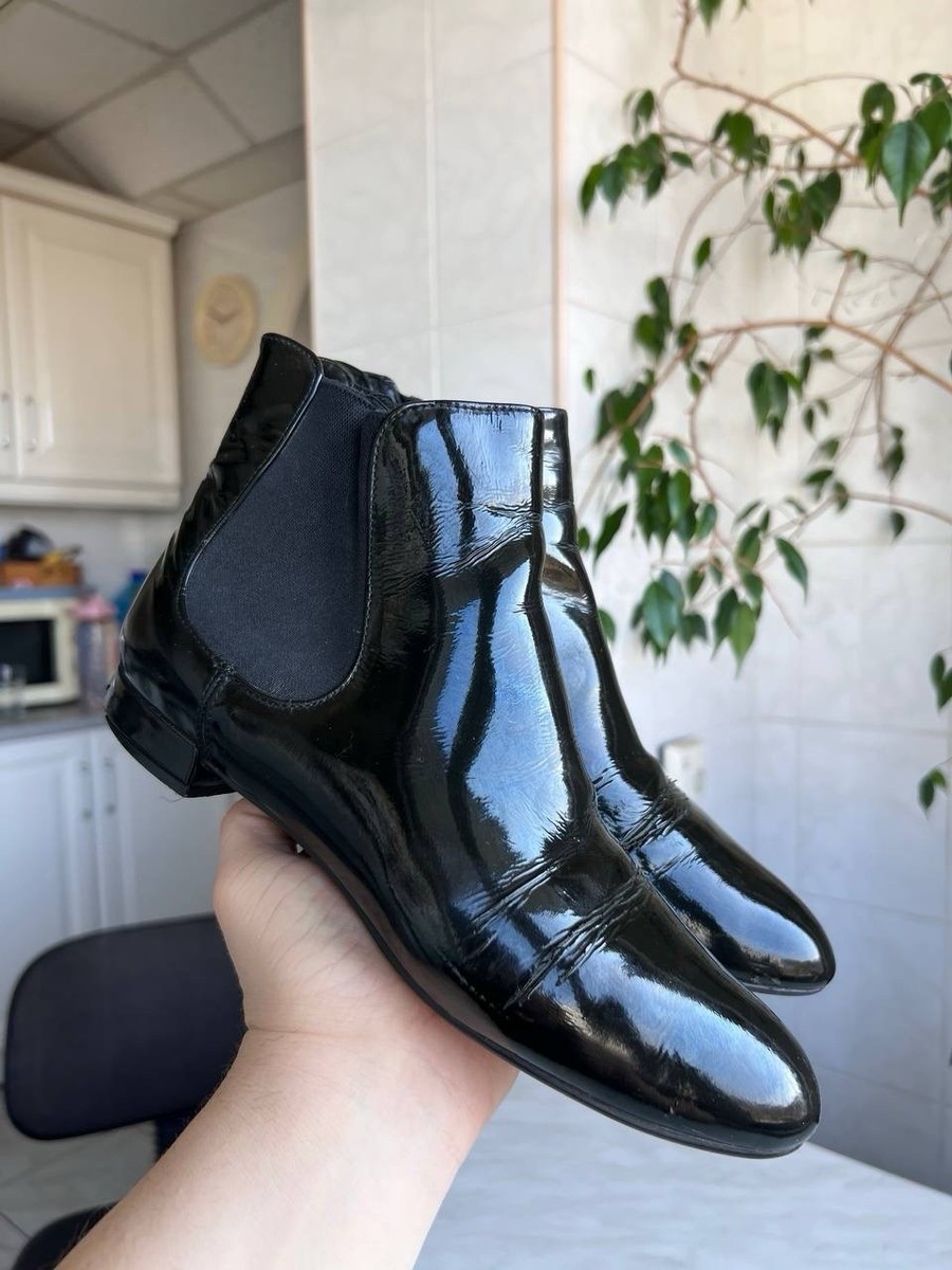 Vintage Prada Milano Chelsea Boots Women's Size 37 Black Patent