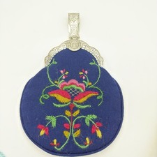 Norwegian Bunad Bag Hanging Pocket Purse Signed Silver