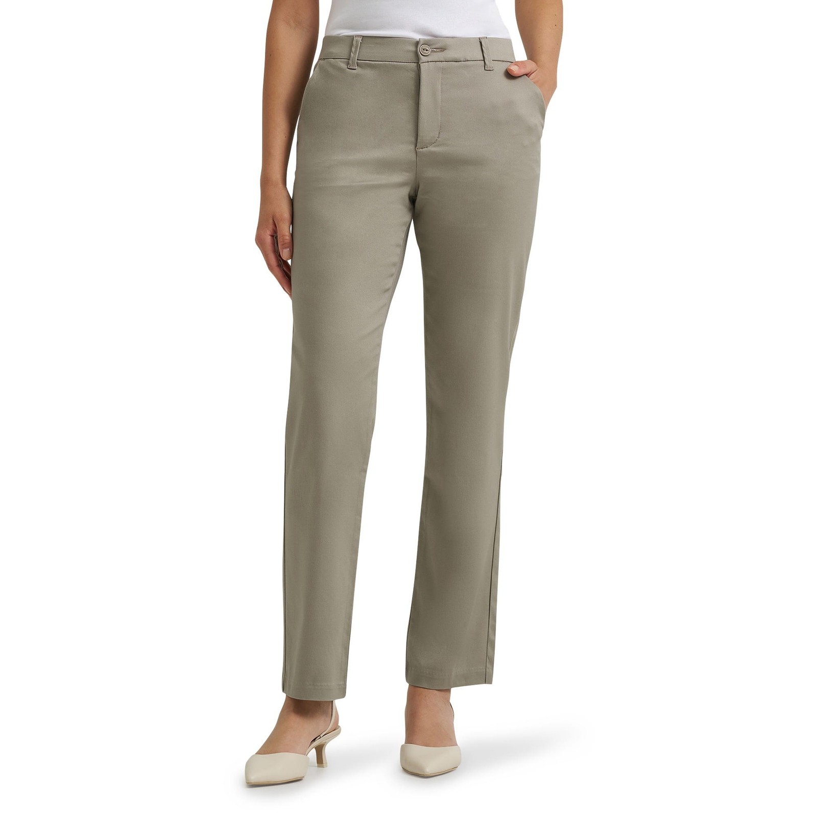 Pantalón para mujer Lee tejido recto champiñón 6M