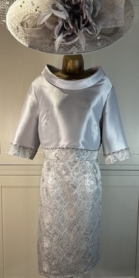 Lizabella UK 18/20 Silber Kleid Hochzeit Brautmutter Bräutigam Gast Rennen Kreuzfahrt