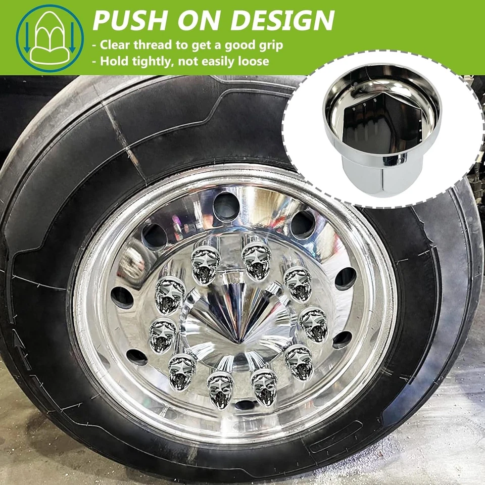 Paquete de 60 cubiertas de tuerca para semirremolques, 33 mm por 2-1/2" rosca en cubierta de tuerca push-on Foto 3 de 4