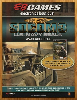 2005 SOCOM 3 US Navy Seals Playstation 2 PS2 Print Ad/Poster EB Video Game Art