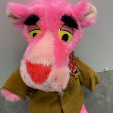 Vintage Pink Panther Plush Toy Mighty Star Stuffed Animal Collectible
