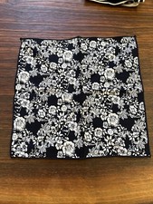 Black Cotton Pocket Square With Flowers