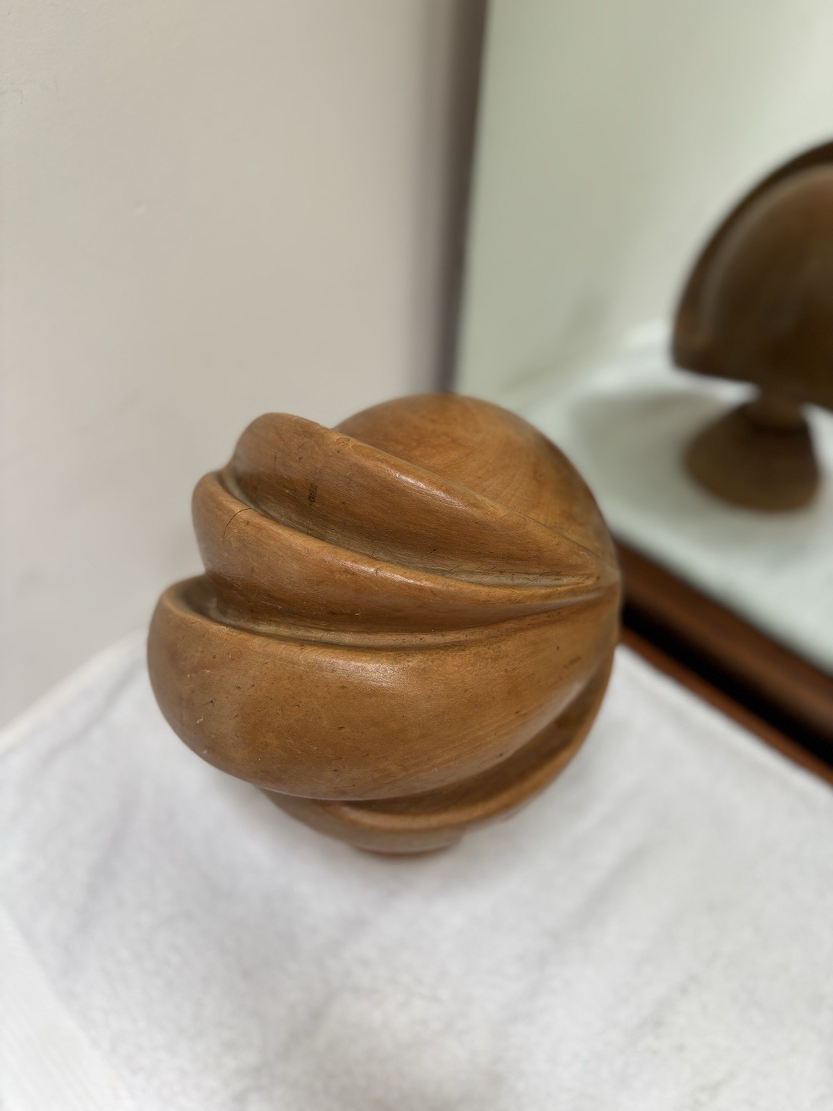 Vintage Wooden Hat Block - Sculptural Turban Style - Millinery Tool