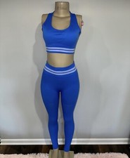 Yoga set size small womens sports bra high waisted legging  s blue new