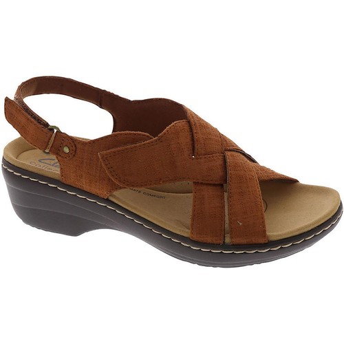 Clarks Womens Merliah Echo Brown Wedge Sandals Shoes 6.5 Wide (C,D,W