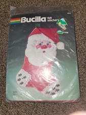 VINTAGE BUCILLA SEQUIN BEADED SANTA FACE KIT FELT STITCHERY