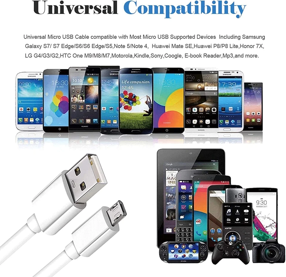 5 PACK 5ft Fast Charge Micro USB Cable Cord Quick Charging Charger 9V/1.67A Bulk - Image 4 of 4